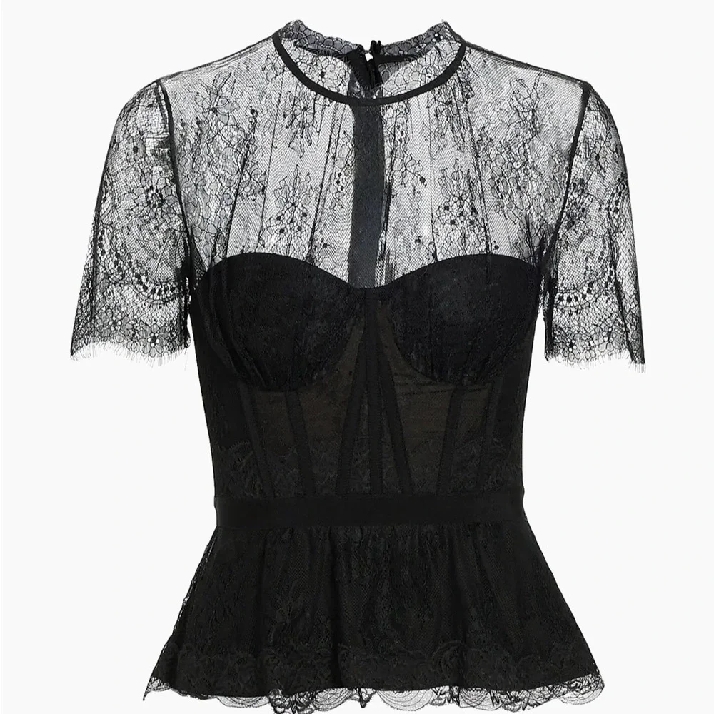 Jonathan Simkhai Kehlani Lace Yoke Corset Top - Picture 2 of 9